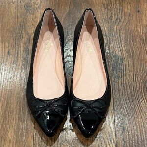 Kate Spade Black Patent Flats with Bow Detail